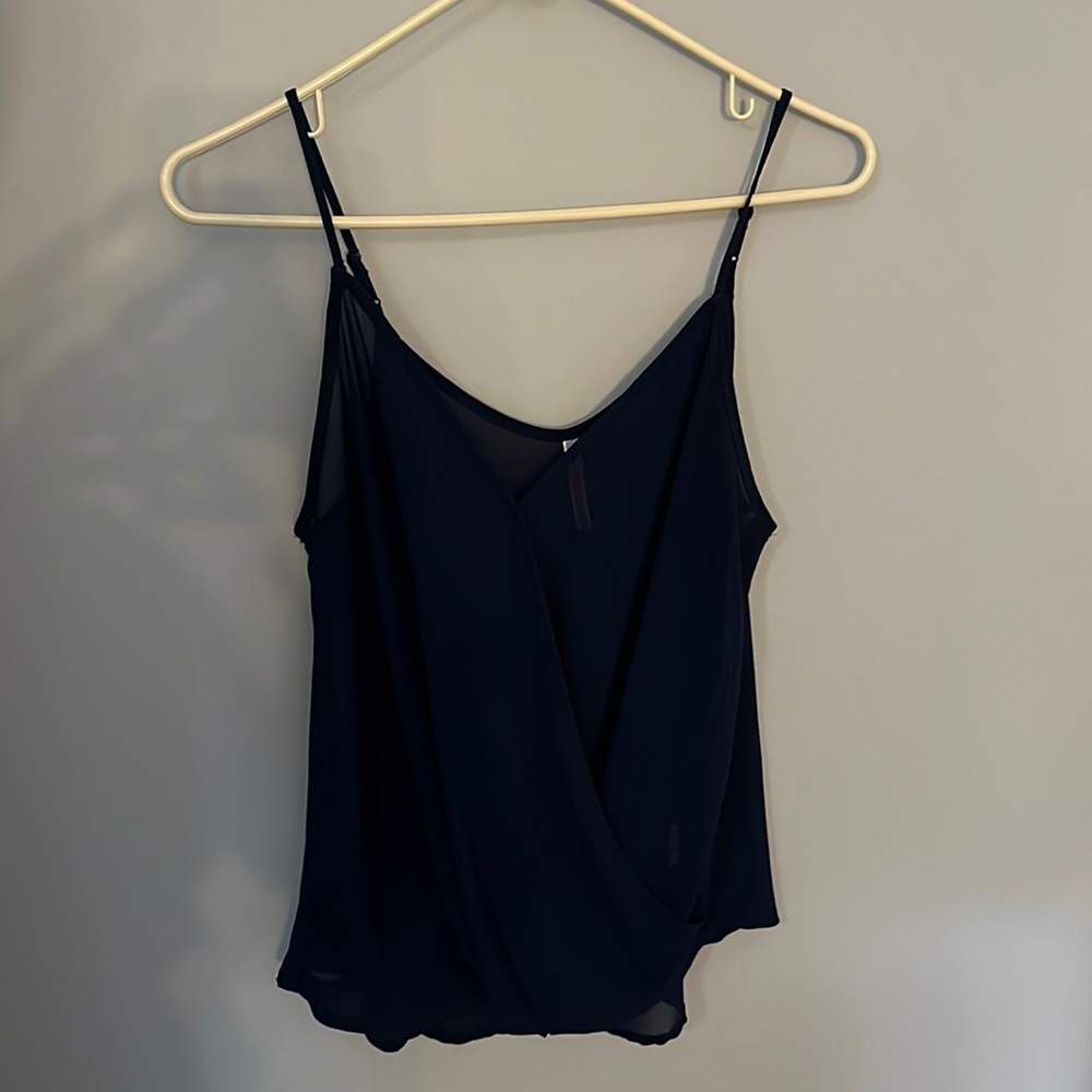 Like New Navy Blue High Low Tank Top